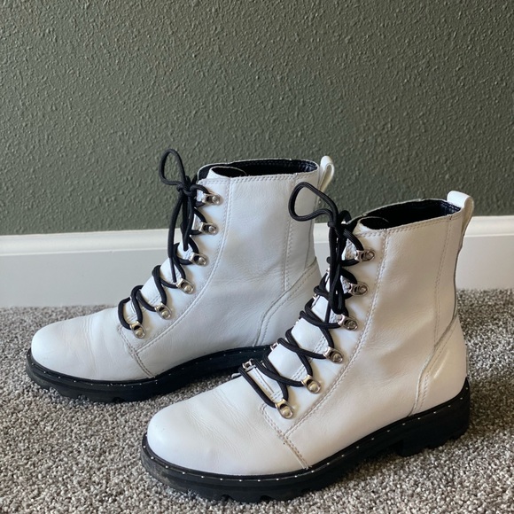 Sorel Shoes - Sorel Lennox Lace-Up Waterproof White Leather Upper Combat Boot